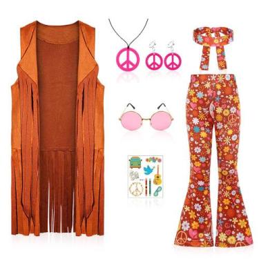 Imagem de Fantasia hippie de menina fofa marrom de 4 a 6 anos - Cuteshower