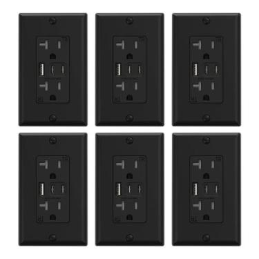 Imagem de Tomadas de parede USB ELEGRP 20A com 3 USB C 3.0A e 3 USB A 2.4A