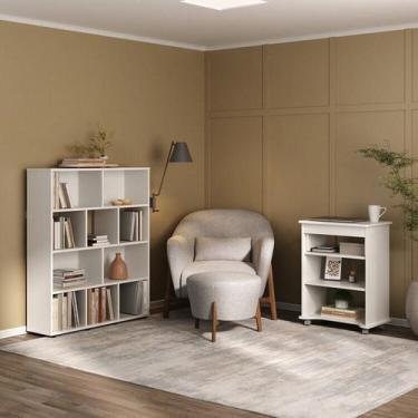 Imagem de Conjunto Escrivaninha Tampo e Estante Book com Diversos Nichos - Artel