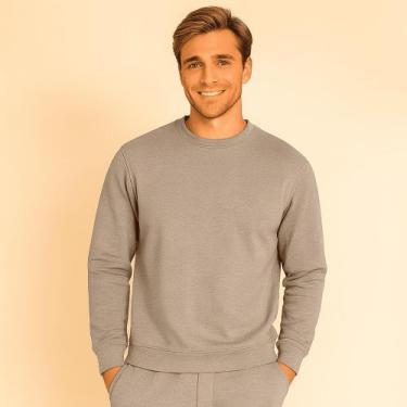 Imagem de Moletom Gola Redonda Slim Fit  Acabamento Fino - TRAJANO STORE, Cinza