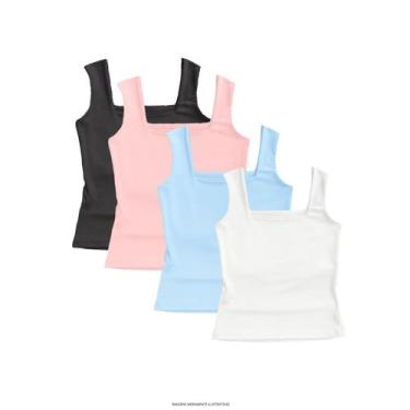 Imagem de Kit 4 Regata Lisa Feminina Elegante Suplex Verão - Blitz Feminina, Pre