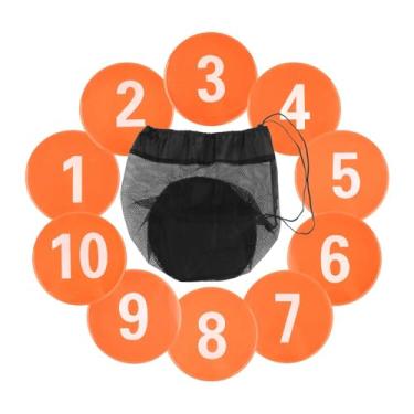 Imagem de UGPLM 10 marcadores de piso numerados, almofadas de marcação de treinamento, equipamentos de exercício, marcadores de disco plano para atividades esportivas, Laranja