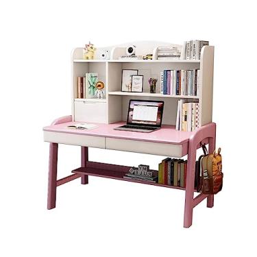 Imagem de GRFIT Mesa de escritório toda de madeira maciça estante de livros para casa uma mesa quarto mesa de estudo infantil mesa PC mesa PC mesa (cor: 04, tamanho: 80 * 60 * 138 cm)