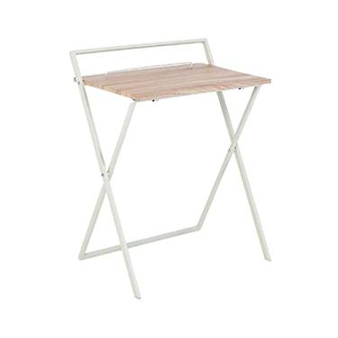 Imagem de Escrivaninha de computador para escritório em casa portátil PC mesa dobrável pequena mesa de escrita sem instalação simples sala de estudo mesa com haste de parada, suporte de ferro em forma de X mesa