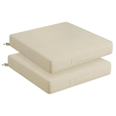 Imagem de Codi 2 conjuntos de almofadas de sofá de substituição grossas, espuma de estofamento com capas para sofá cadeira almofada assento externo - 61 × 61 cm × 10 cm, espuma de alta densidade, bege