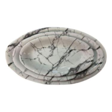 Imagem de Kit 3 Peças Travessa Oval Em Cerâmica Branco Design Refinado - Rio Tij