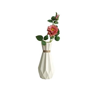 Imagem de AKALNNB Vaso de flores vaso de cerâmica moderno decoração de sala de estar arranjo de flores vaso de flores criativo água castanha porcelana vasos decorativos com simulação Pe