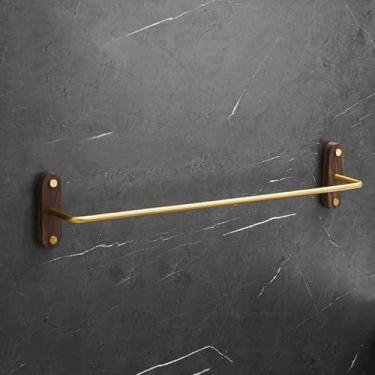 Imagem de Conjuntos de ferragens de banheiro de madeira e cobre, suporte de toalha, suporte de papel, gancho de barra de toalha, kit de acessórios de banheiro, prateleira de toalha 12 (1 barra de toalha)