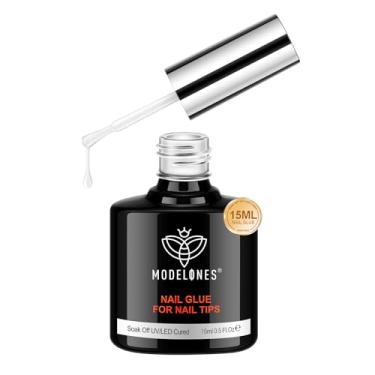 Imagem de Modelones 4 in 1 Nail Glue Base Coat Nail Polish Set Brush On Gel Nail Glue 15ml for Rhinestone, False Nails, Base Gel, Blooming Nail Art Gel Nail Kit for Acrylic Nails U V Lamp Needed