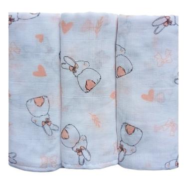 Imagem de Kit 3 Fralda de Pano Ombro Bebê 100 Algodão Enxoval Maternidade - Teci