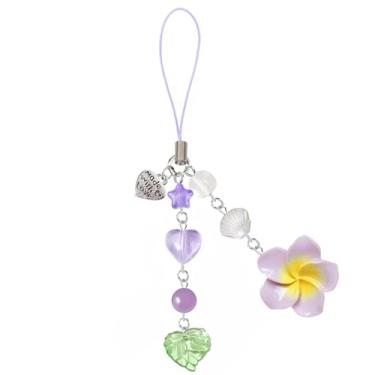 Imagem de Amuletos de telefone com flores de hibisco, lindas flores tropicais havaianas Y2K, correias para celular artificiais, estrela, coração, contas, verão, flores, acessórios de praia, decoração kawaii