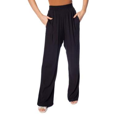 Imagem de Calça Feminina Giraffe Reta Viscose com Elástico Preto, Preto, G