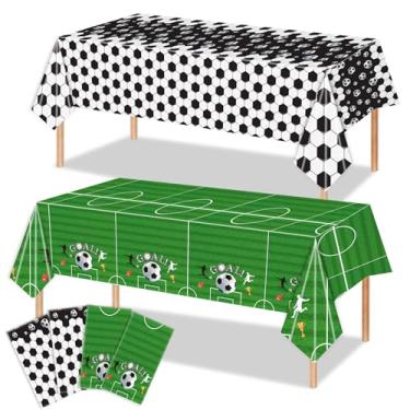 Imagem de XUELIREN 4 peças de suprimentos de decoração de festa de futebol, toalhas de mesa descartáveis de plástico