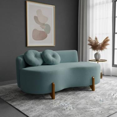 Imagem de Sofá Decorativo Curvo Orgânico Living Boucle Azul Turquesa - Montanaris Decor