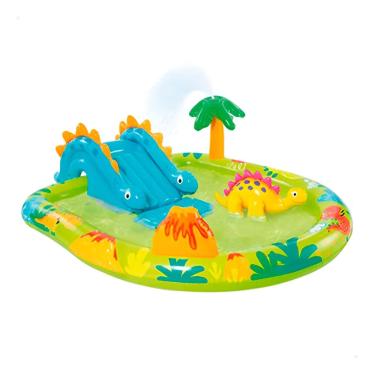 Imagem de Piscina Infantil Inflavel Dinossauros Playground Resistente Confortável Segura Rasa 143L