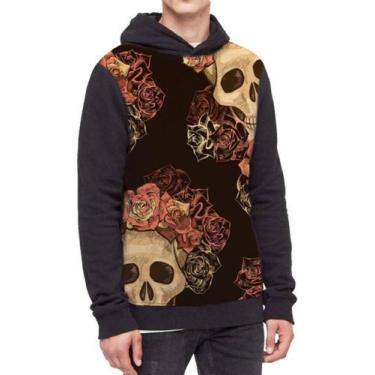 Imagem de Moletom Com Capuz Caveira Mexicana Flores Ref:283 - smoke, Preto, GG