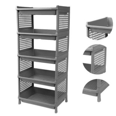 Imagem de Prateleira Estante De Plástico 5 Andares Multiuso Desmontável 40x28x90