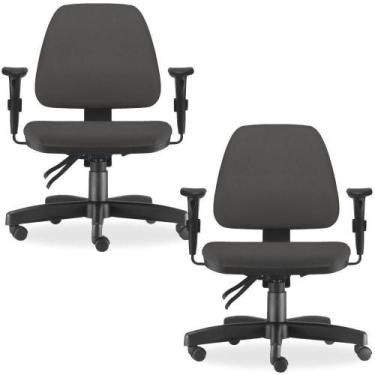 Imagem de Kit 2 Cadeiras De Escritório Giratória Crepe Cinza - LYAM DECOR