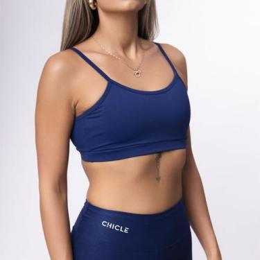 Imagem de Top Manu Azul Básico Academia - Chiclé moda fitness, P