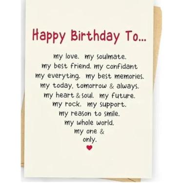 Imagem de Cartão de aniversário romântico para namorada, namorado, presentes de aniversário para marido esposa amor sincero notas de saudação cartões de lembrança com envelope cartões de aniversário para noiva