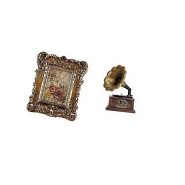 Imagem de Fenteer Moldura de Foto Floral Vintage, Escultura, Suporte de Fotos Antigo, Estatueta de Resina, Mesa, Montagem Na Parede, Ornamento Retrô para Casa, Escritór