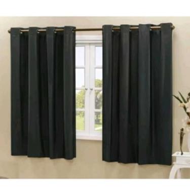 Imagem de Cortina Blackout PVC Vedação Total de Luz Para Sala e Quarto com Ilhós Cromado(Preto,1,10 x 1,30)