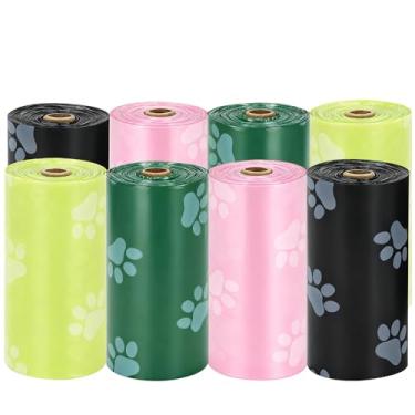Imagem de 120 unidades de sacos de cocô de cachorro grossos, sacos de cocô à prova de vazamento para areia de cães e gatos, saco de lixo perfumado para animais de estimação de 23 x 33 cm para cães pequenos