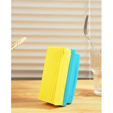 Imagem de Borracha de lousa de esponja com alça, para limpeza de persianas, vidro, rodapés, ventilações, trilhos, espelhos, limpador de lousa reutilizável e lavável (amarelo)