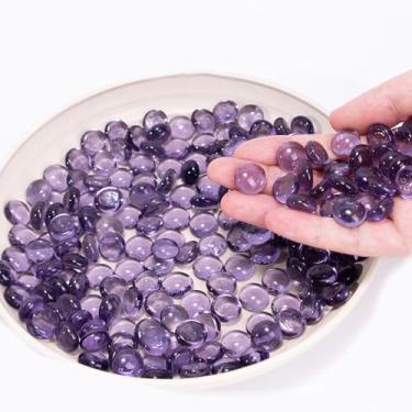 Imagem de 50 peças de mármore de vidro, pedras roxas Mancala para enchimento de vasos, artesanato de arte decorativa para casa (1,3 cm ~ 2 cm)