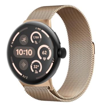 Imagem de Pulseira milanesa para Google Pixel Watch 3 de 45 mm/Pixel Watch 2 de 41 mm, para relógio Google Pixel para mulheres/homens, pulseira de substituição de aço inoxidável de malha de metal