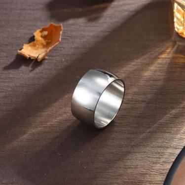 Imagem de Anel de aço inoxidável masculino banhado a aço grosso, elegante, design minimalista, joia perfeita para casamentos/aniversários, ideia de presente elegante, Aço inoxidável, Sem pedra preciosa