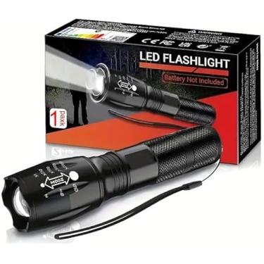 Imagem de 1 lanterna LED (excluindo bateria) de grau militar portátil de 5 níveis de 3000 lúmens, adequada para uso externo e doméstico, lanterna impermeável e antiqueda