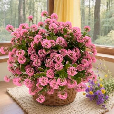 Imagem de 1 pacote de flores artificiais de eucalipto para bebês – Gypsophila sintética para plantas de jardim resistentes ao ar livre flores falsas decoração de mesa de cozinha (7 garfos de eucalipto (rosa)
