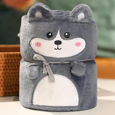 Imagem de Cobertores de lã de flanela cinza, cobertor macio leve felpudo aconchegante de microfibra, manta de lã fofa para viagem, decorativo, 101 x 76 cm