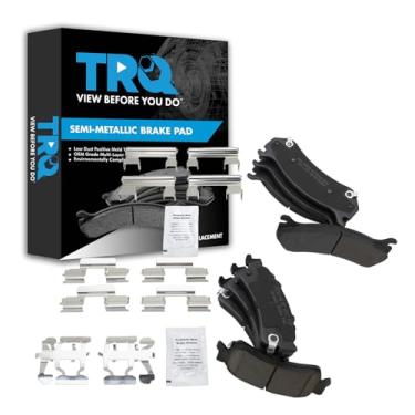 Imagem de TRQ Kit dianteiro e traseiro de pastilha de freio semi-metálica Posi Premium para Chevy GMC