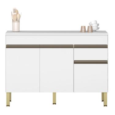 Imagem de Balcão Gabinete De Pia 120 Cm 3 Portas Com Tampo Kits Paraná Branco Supremo Branco-supremo