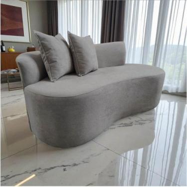 Imagem de Namoradeira Sofá Feijão Hana Orgânica Bouclé Cinza Claro - Mansão Deco