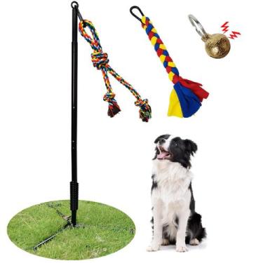 Imagem de Brinquedo para cães SYOOY Outdoor com poste de 75-110 cm, cordas de 40
