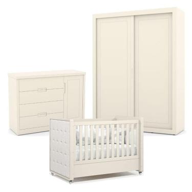 Imagem de Quarto De Bebe 2 Portas Tutto New Off White Com Capitonê New Boucle - Matic