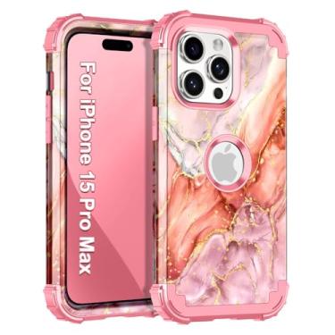 Imagem de Casetego Capa para iPhone 15 Pro Max, proteção resistente à prova de choque de três camadas de policarbonato rígido totalmente resistente + TPU macio para meninas para Apple iPhone 15 Pro Max de 6,7