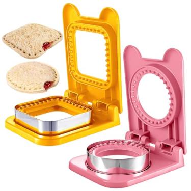 Imagem de Molain 2 peças de sanduicheira inquebrável, cortadores de sanduíche para almoço infantil, cortador e selador de sanduíches sem crosta em forma de círculo e quadrado, acessórios de lancheira para