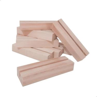 Imagem de 2X Kit 10 Base Porta Retrato Suporte De Madeira Foto Decoraç