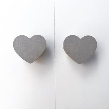 Imagem de 6 Puxadores Coração Cinza Infantil Cômoda Móveis Porta Gaveta