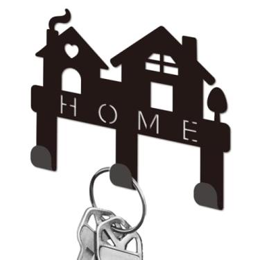 Imagem de DELORIGIN Porta-chaves de metal para parede, casa, mini gancho organizador de chaves, cabides decorativos de parede com 3 ganchos para entrada, porta da frente, corredor, cozinha, escritório, bolsa