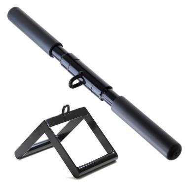 Imagem de Kit Puxador Reto Pulley + Triângulo Academia Musculação Crossover-Unissex