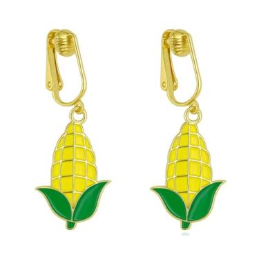 Imagem de Aloha Earrings Brincos pendentes de outono de Ação de Graças com clipe em tom dourado não perfurado, One Size, Metal, Sem pedra preciosa