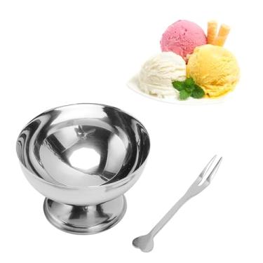 Imagem de ZJchao Copo de Sorvete de Aço Inoxidável, Reutilizável, Elegante, Tigela de Sobremesa para Sorvete, Saladas, Pudim para Festas Em Casa, Lojas de Comida, 1 Conjunto