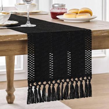 Imagem de Corredor de mesa ZeeMart Macrame Style Boho 230cm preto