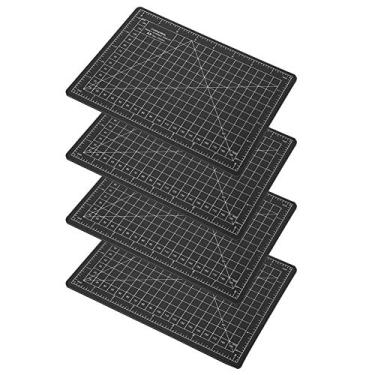 Imagem de KIMISS Conjunto de Tapete de Corte A5 de 4 Unidades - Almofada de Corte de Modelo de PVC Preto para Artesanato, Escultura Em Papel e Gravura