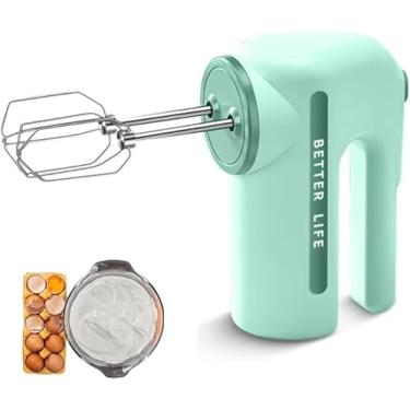 Imagem de Batedor Misturador De Ovos Elétrico Portátil Com 5 Velocidades, Cabeça Dupla E Carregamento Sem Fio USB (Verde)
